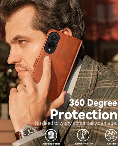 OCASE Compatible with Galaxy S25 Edge Wallet Case, PU Leather Flip Folio Case with Card Holders RFID Blocking Kickstand [Shockproof TPU Inner Shell] Protective Phone Cover 2025, Brown - color: Brown, size: Samsung Galaxy S25 Edge
