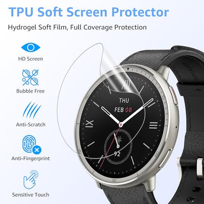 8 Pack Screen Protector for Amazfit Active 2, Soft TPU Self-Healing Bubble Free Anti-Scratch HD Clear Touch Sensitive Protective Film Compatible with Amazfit Active 2 - size: For Active 2