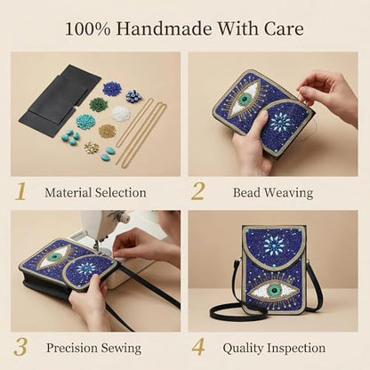 Small Crossbody Bags for Women, Cell Phone Shoulder Bag Boho Wallet Purse - color: Blue
