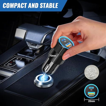 2Pack Car Chargers, Dual Ports USB C & USB-A Cigarette Lighter Adapter - color: 2-Pack
