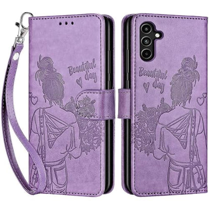 for Samsung Galaxy A15 5G Wallet case, Purple-Girl | 3 Card Holders, Kickstand, Shockproof TPU Shell, PU Leather, Magnetic Closure, Protective Flip Folio Cover, Women - color: 2