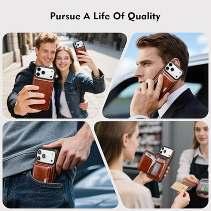 Antsturdy Compatible with MagSafe iPhone 17 Pro Wallet Case,Brown | 2 in 1 Detachable Magnetic,Credit Card Holder Slots,RFID Blocking,PU Leather,Kickstand,Flip Folio Phone Cover for Men & Women - color: Brown, size: iPhone 17 Pro - 6.3"