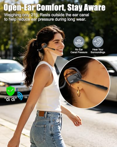 Wireless Headset with ENC Noise Cancelling Mic, Bluetooth V5.4 Headphones - color: Black