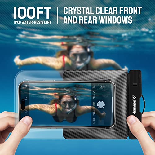 Universal Waterproof Phone Pouch [Double Space] IPX8 Dry Bag with Lanyard for iPhone 16 15 14 13 12 Pro Max XS XR X Galaxy S25 S24 S23 Ultra, Fit All Phones Up to 8'', Black - color: Black