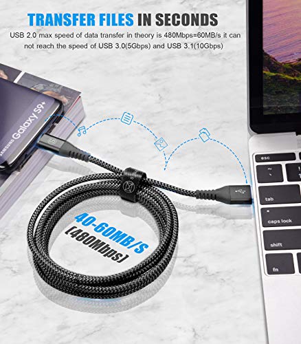 sweguard USB to USB C Cable 3-Pack 10ft 6.6ft 3.3ft Fast Charging Braided - color: Black, size: 10ft+6.6ft+3.3ft