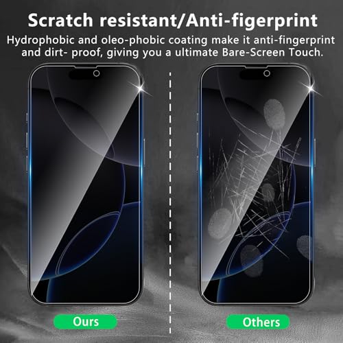 3+3 Pack Privacy Screen Protector Designed for iPhone 16 Pro With 3 Pack Camera Lens Protector,Full Coverage Anti-Spy Tempered Glass Film,9H Hardness,Bubble Free,Easy to Install - color: iPhone 16 Pro FK33