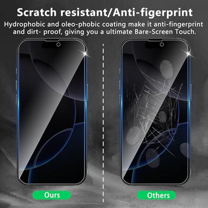 3+3 Pack Privacy Screen Protector Designed for iPhone 16 Pro With 3 Pack Camera Lens Protector,Full Coverage Anti-Spy Tempered Glass Film,9H Hardness,Bubble Free,Easy to Install - color: iPhone 16 Pro FK33
