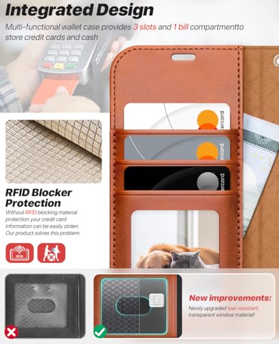 OCASE for iPhone 17 Detachable Wallet Case with Card Holder, 2 in 1 PU Leather Flip Folio with RFID Blocking Stand Wrist Strap Shockproof Phone Cover 6.3 Inch 2025, Brown - color: Brown, size: iPhone 17
