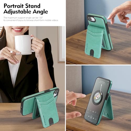 SkyEagle Compatible with MagSafe iPhone 17e / 16e Wallet Case,Blue Green - color: Blue Green, size: iPhone 17e / 16e - 6.1"