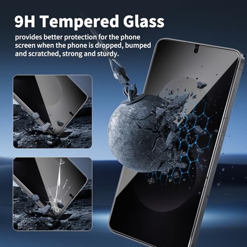 3 Pack For Samsung Galaxy S25 Edge Privacy Screen Protector + 3 Pack Camera Lens Protector, 9H Hardness Anti-Spy Tempered Glass,with Installation Frame, Scratch-Resistant (Samsung Galaxy S25 Edge)