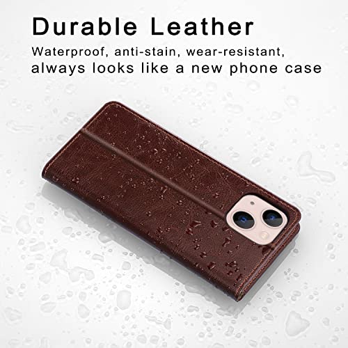 Belemay Compatible with iPhone 15 Plus Case Wallet-Genuine Leather-RFID Blocking Card Holders-ShockPlusof TPU Shell-Kickstand-Durable Flip Cover Book Folding Phone Case Women Men (6.7-inch) Brown - color: Brown, size: iPhone 15 Plus