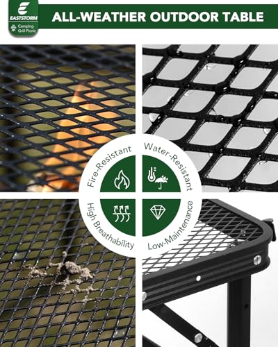 3 Ft Folding Camping Table, Adjustable Height 16.5-26 in, Metal Grill Table - color: Black, size: 3FT-Mid