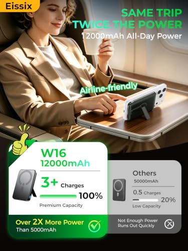 12000mAh for Magsafe Power Bank, Wireless Magnetic Portable Charger - color: Obsidian