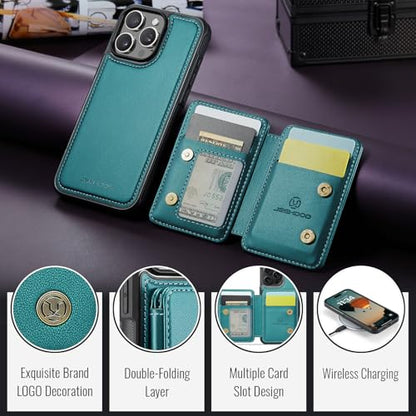 Wallet Case for iPhone 16 Pro Max Compatible with MagSafe for Men Women, Detachable Magnetic Wallet Phone Case with Card Slot Holder RFID Blocking for iPhone 16 Pro Max 6.9 inch (Teal) - color: Teal