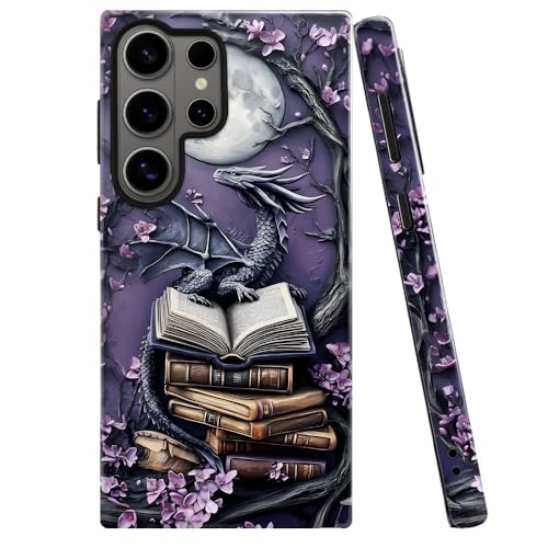 Case for Samsung Galaxy S26 Ultra,Camera Protection Soft Glossy Phone Case - Purple Dragon Moon Book - color: Purple Dragon Moon Book, size: Samsung Galaxy S26 Ultra
