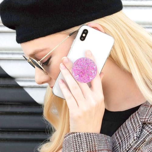 Magnetic Retractable Phone Stand, Phone Grip, Suitable for Round Foldable Phones and Tablet Accessories - Transparent ShinePowder (Magnetic Pink) - color: Magnetic pink