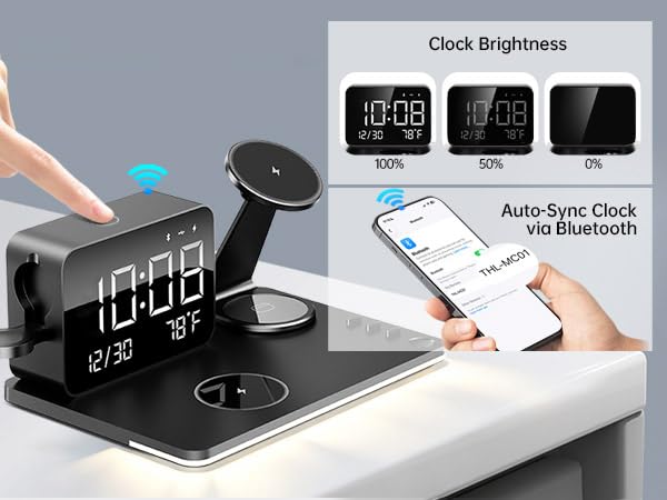 7-in-1 Magnetic Wireless Charging Station with Digital Clock & LED Lamp