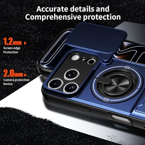Dssairo for iPhone 17 Pro Max case with 360°Rotation Magnetic Ring Compatible with MagSafe Slide Camera Cover Foldable Stand Military-Grade Shockproof Protective case (Blue, iPhone 17 Pro Max) - color: Blue, size: iPhone 17 Pro Max