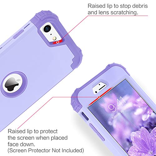 BENTOBEN for iPhone SE 2022 Case and iPhone SE 2020 Case, Heavy Duty 3 in 1 Full Body Rugged Shockproof Hybrid Hard PC Soft Rubber Case for iPhone SE 3rd/2nd Gen, Light Purple/Lavender - color: A Light Purple/Lavender