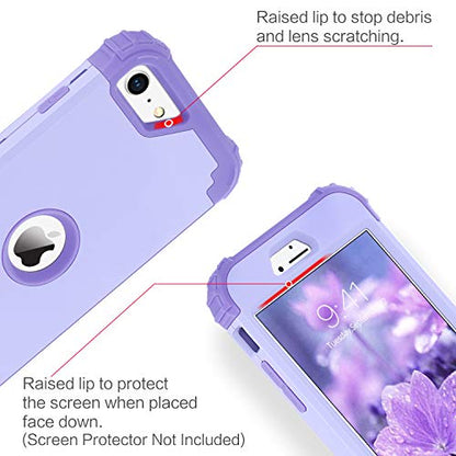 BENTOBEN for iPhone SE 2022 Case and iPhone SE 2020 Case, Heavy Duty 3 in 1 Full Body Rugged Shockproof Hybrid Hard PC Soft Rubber Case for iPhone SE 3rd/2nd Gen, Light Purple/Lavender - color: A Light Purple/Lavender