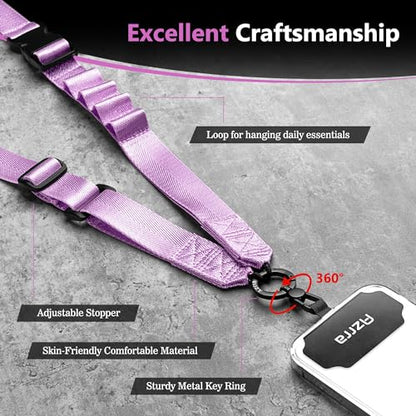 Azrra Phone Lanyard Crossbody, Phone Strap Crossbody with 2 Tether Tabs - color: Purple