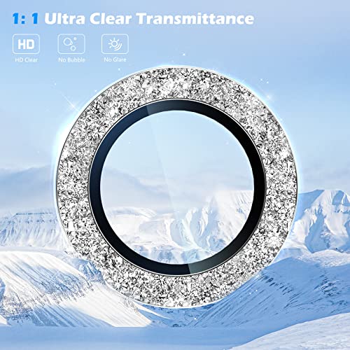 imluckies Camera Lens Protector for Sansung Galaxy S24 / S23 / S23 Plus, Bling Aluminum Alloy Ring & HD Tempered Glass, 9H Hardness Anti-Scratch Back Screen Camera Cover [NOT for S24+], Glitter Sliver - color: Glitter Silver