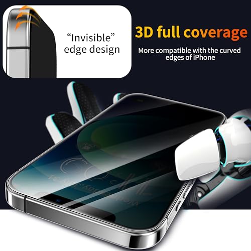 Privacy Screen Protector for iPhone 12 / iPhone 12 Pro 6.1 inch [Auto Dust Elimination] [Real 25° Anti Spy] Private Tempered Glass Film, [2 Pack]