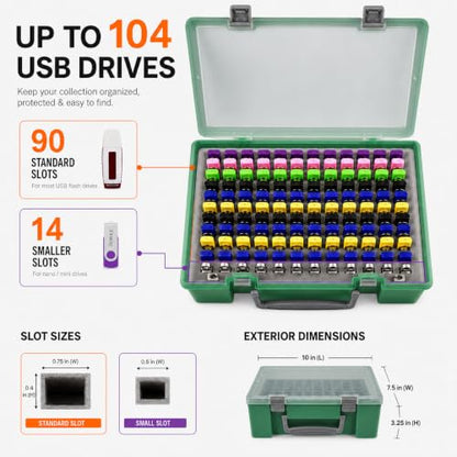 FULLCASE USB Flash Drive Case for SanDisk,for Samsung,for PNY,104-Slot - color: Green