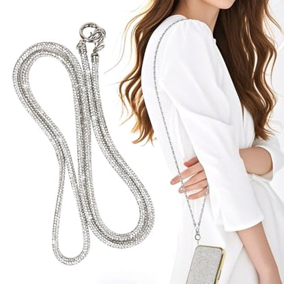 LUVI Rhinestone Phone Lanyard Bling Chain Crossbody Strap for Woman - color: Silver