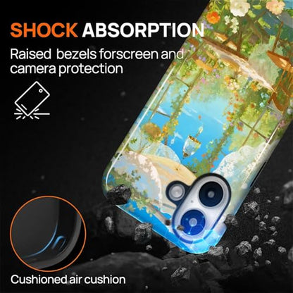 Case for iPhone 16, Shockproof Hybrid Protective Phone Case, Dual-Layer Drop Protection Anti-Scratch, Sunny Garden - color: Sunny Garden, size: iPhone 16