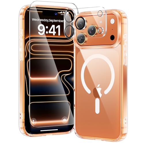 toushion 3 in 1 for iPhone 17 Pro Case Clear,Fits MagSafe, Not Yellowing, Screen Protector*1 Camera Lens Protector*1, Military-Grade Protection for Phone Cover 6.3 inch - color: Clear, size: iPhone 17 Pro(6.3")
