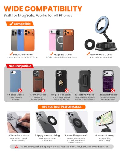 Magnetic Car Phone Holder, for MagSafe Car Mount Nano Gel Suction - color: Blue