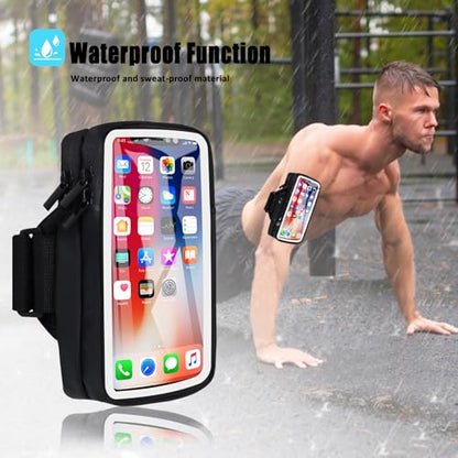 Phone Holder for Running Armband Cell Phone Holder iPhone 17 16 16e 15 14 13 12 11 Pro Max Xs Xr X Plus Mini Galaxy Ultra S26 Note, Sports Arm Bag Bands Fit Exercise Gym Workout Runner Hiking - color: 11-Black with Clear Window