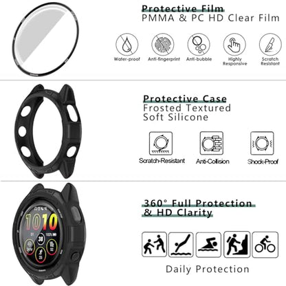 [1+4Pack] Case with PMMA Screen Protector Compatible with Garmin Forerunner 265 46MM, Bumper Full Coverage Protective Soft Cases Face Cover for Forerunner 265