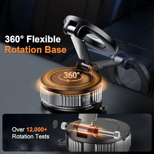 Magnetic Phone Holder for Car, 360° Adjustable Vacuum Car Phone Holder - size: Clamp Suction Phone Holder