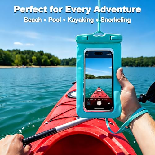 HEYSONG Waterproof Phone Pouch with Touch Screen, Secure Phone Protector for Beach, Kayaking & Water Activities, Fits Large Phones