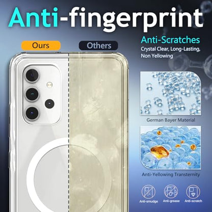 YZB Magnetic for Samsung Galaxy A32-5G Case, Clear | Compatible with MagSafe | Slim Fit Lightweight Shockproof, Military-Grade Protection, Yellowing Resistant Scratch-Resistant Back - color: Crystal Clear, size: Galaxy A32 5G