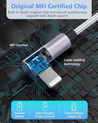 Extra Long USB C to Lightning Charger Cable 16FT/5M [Apple MFi Certified] Extra Long iPhone Cable Apple Charger Cable Nylon Braided 2.4A USB Lightning Cable for iPhone 14 13 12 11 Pro X XS Max XR - color: Grey
