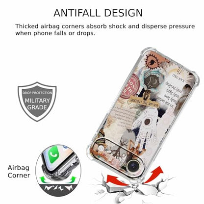Case for iPhone Air with Aesthetic Beige Desgin,Spiritual Hippie Quotes Collage,Clear Soft TPU Bumper Phone Cover,6.5"(Beige,17Air) - color: Beige, size: iPhone Air