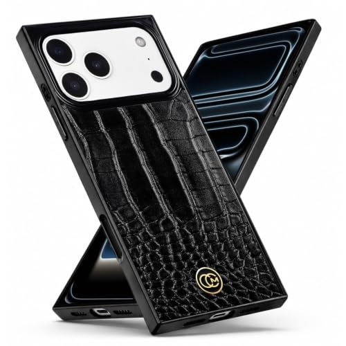 COCOMII Rectangle for iPhone 17 Pro Max Case, Black Crocodile Leather | Compatible with MagSafe Wireless Charging, Shockproof 10ft Drop Protection, Camera & Screen Protection, Premium Glossy Finish - color: Black Crocodile Leather, size: iPhone 17 Pro Max