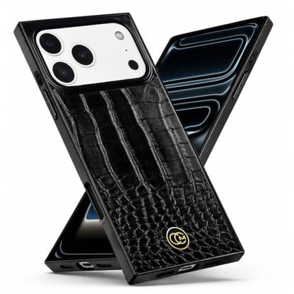 COCOMII Rectangle for iPhone 17 Pro Max Case, Black Crocodile Leather | Compatible with MagSafe Wireless Charging, Shockproof 10ft Drop Protection, Camera & Screen Protection, Premium Glossy Finish - color: Black Crocodile Leather, size: iPhone 17 Pro Max