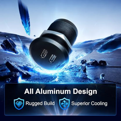 Acegoo 12V USB Outlet, 24W Dual USB-C All-Aluminum Car Charger - color: Dual PD3.0-1Pcs