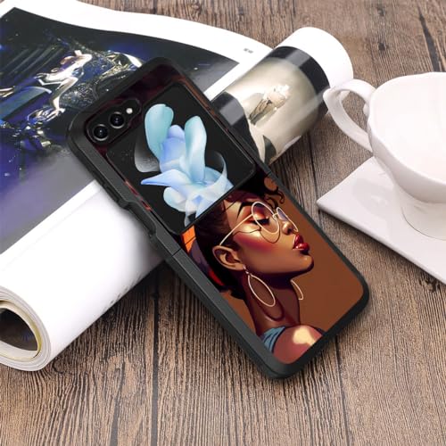 for Samsung Galaxy Z Flip 5 Case, Heavy Duty Dual Layer Hybrid Military Grade Shockproof Drop Folding Protective Cover for Samsung Galaxy Z Flip 5 5G 2023, African American Girl - color: African American Girl