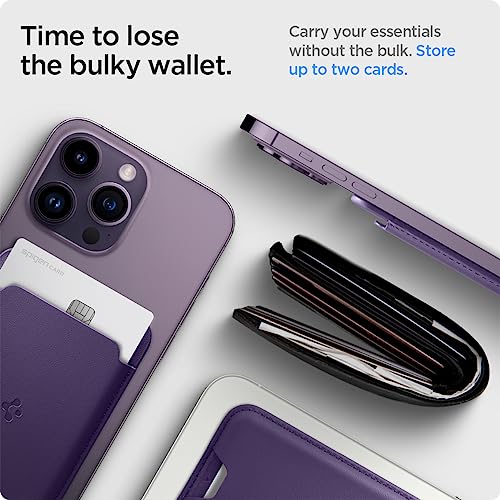 Spigen for MagSafe Wallet, Holds 2 Cards, Strong Magnet, Valentinus MagFit - color: PU Purple, size: 2-Cards
