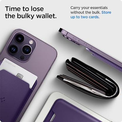 Spigen for MagSafe Wallet, Holds 2 Cards, Strong Magnet, Valentinus MagFit - color: PU Purple, size: 2-Cards