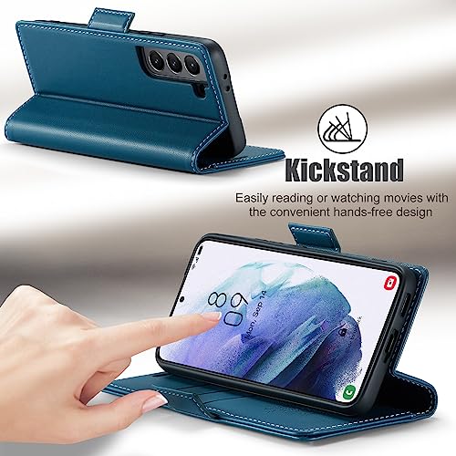 Samsung Galaxy S21+ Plus 5G Case,Samsung Galaxy S21 Plus 5G Wallet Case with Card Holder RFID Blocking Kickstand Magnetic,Leather Flip Case for Samsung Galaxy S21+ Plus 5G 6.7 Inch (Fashion Blue) - color: Fashion Blue, size: S21+ Plus 6.7"