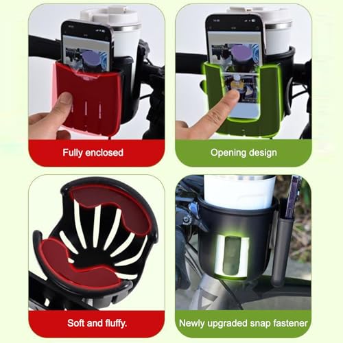 Stroller Cup Holder with Phone Holder, 2-in-1 Cup Phone Holders for Stroller, Bike, Wheelchair, Walker, Scooter