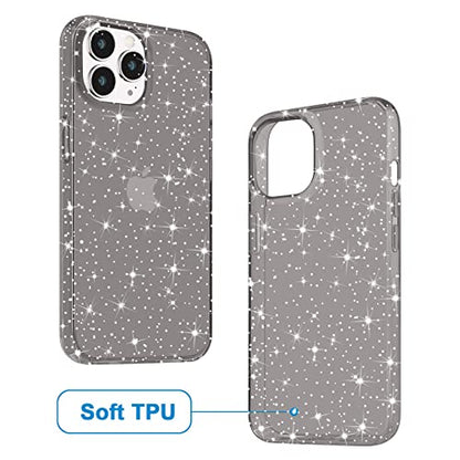 JJGoo Compatible with iPhone 14 Pro Case, Bling Sparkle Soft TPU Anti-Scratch Shockproof Protective Phone Bumper, Women Girls Cute Slim Sparkly Phone Case for iPhone 14 Pro, Glitter Black - color: Black Glitter