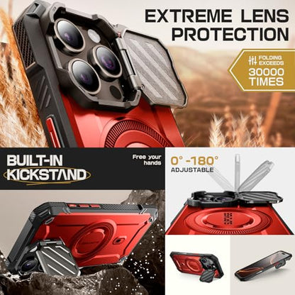 SUPCASE for iPhone 16 Pro Max Case (6.9 inch) with Camera Cover Stand,Ruddy | Compatible with MagSafe, Camera Control Button, Military-Grade Drop Protection, Heavy Duty Rugged Magnetic Case, UB Mag XT - color: Ruddy