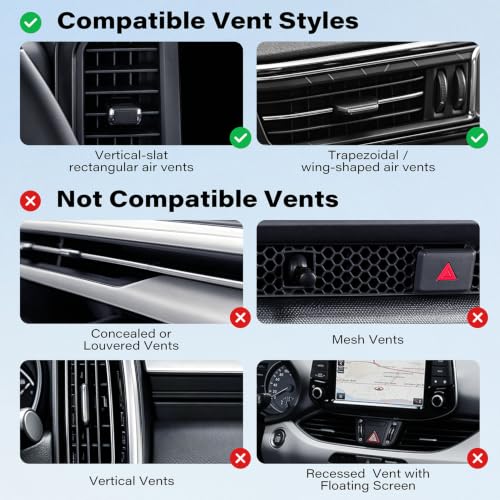 A2C for MagSafe Car Vent Mount, One-Piece Metal Hook Magnetic Vent Holder